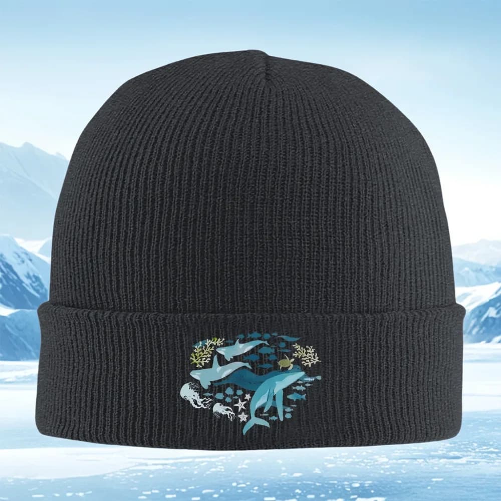 2026 Ocean life swimming animal species Men Women Unisex Knitted Hat Beanie Pullover Cap Winter Thermal Warm Christmas Outdoor C