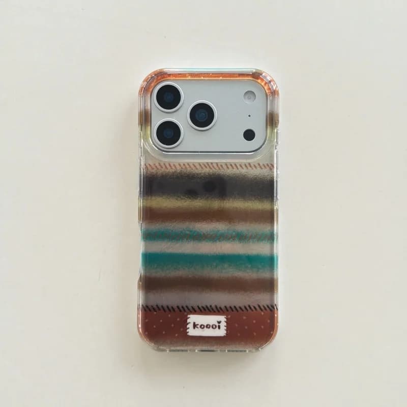 Shockproof Dustproof Brown-green Stripes Phone Case for iPhone 17, 16, 15, 14, 13, Pro, Promax