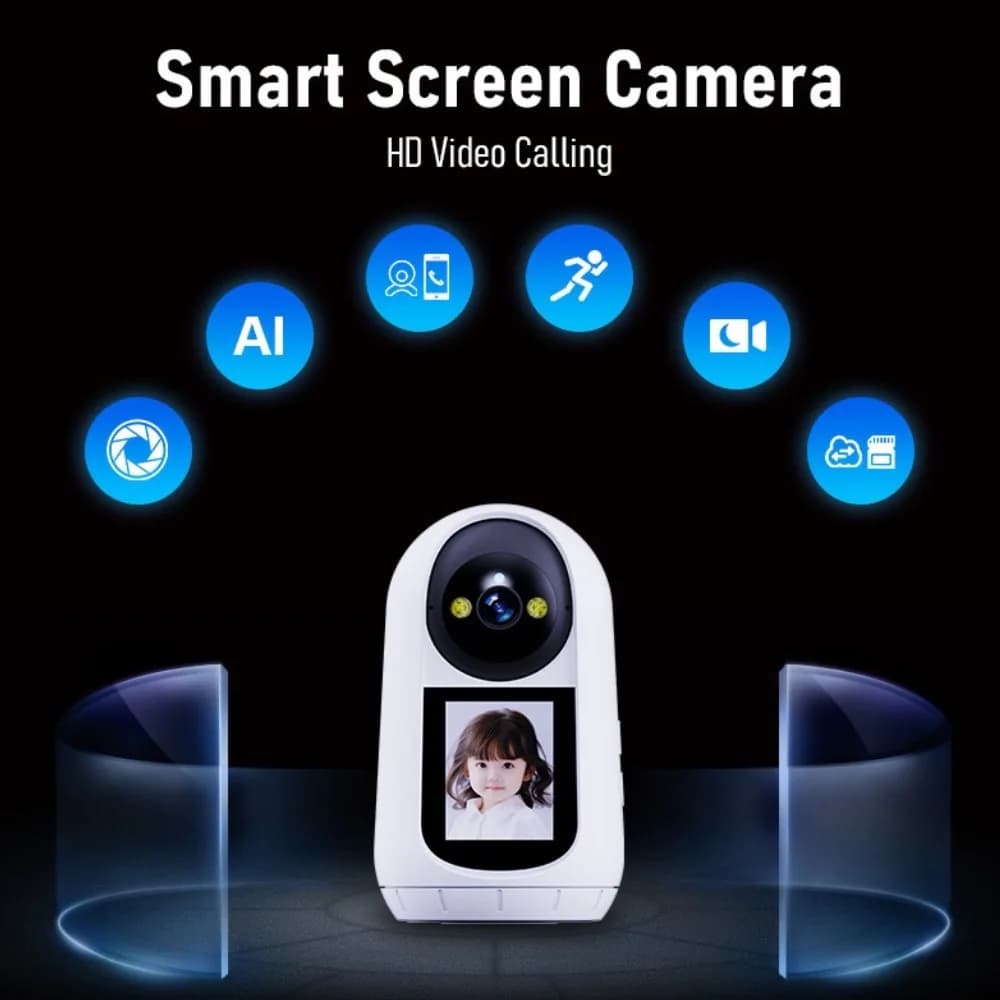 Monitor per Bambini con Schermo Intelligente, Telecamera per Animali Domestici, Telecamera di Sicurezza Domestica 1080P con Rilevamento del Movimento, Visione Notturna a Colori, Rotazione e Inclinazione