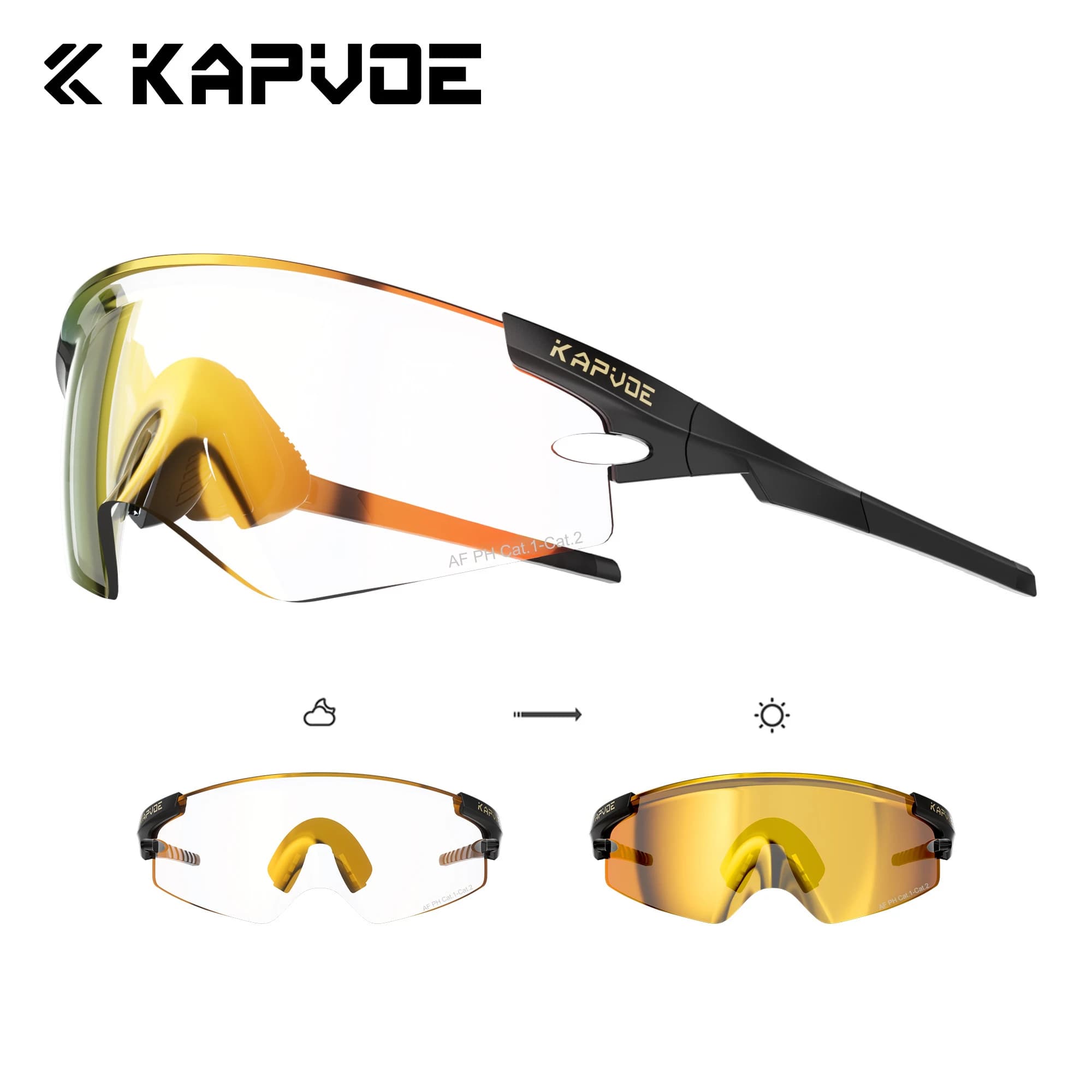 Kapvoe Red Photochromic Cycling Glasses UV400 Men Women Cycling Sunglasses Road Bicycle Goggle MTB Cycling Eyewear
