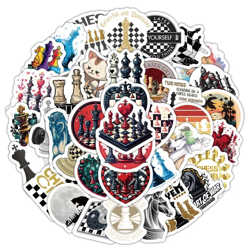 10/60 Pezzi Adesivi Graffiti a Tema Scacchi e Sport, Decalcomanie Creative per Giochi da Tavolo, Valigie, Chitarre, Impermeabili, Regalo per Bambini