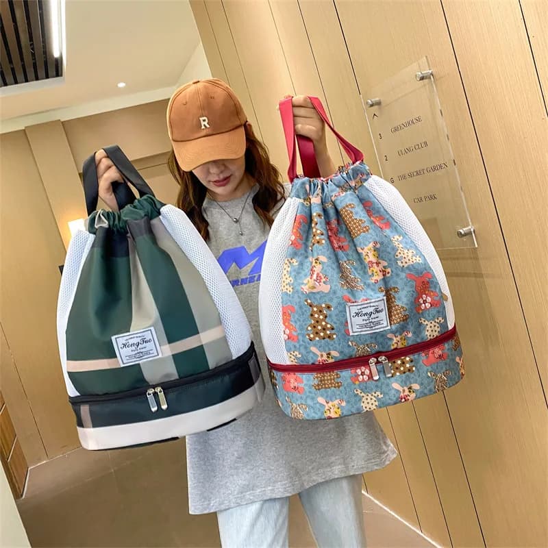 Borsa fitness con scomparto separato per oggetti asciutti e bagnati, borsa da nuoto, custodia impermeabile da spiaggia, zaino per attrezzatura sportiva, borsa piccola da donna