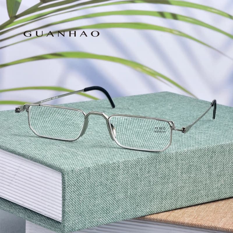 Guanhao Occhiali da lettura portatili Occhiali da lavoro alla moda da uomo Occhiali da presbite ottici trasparenti leggeri Mini Box