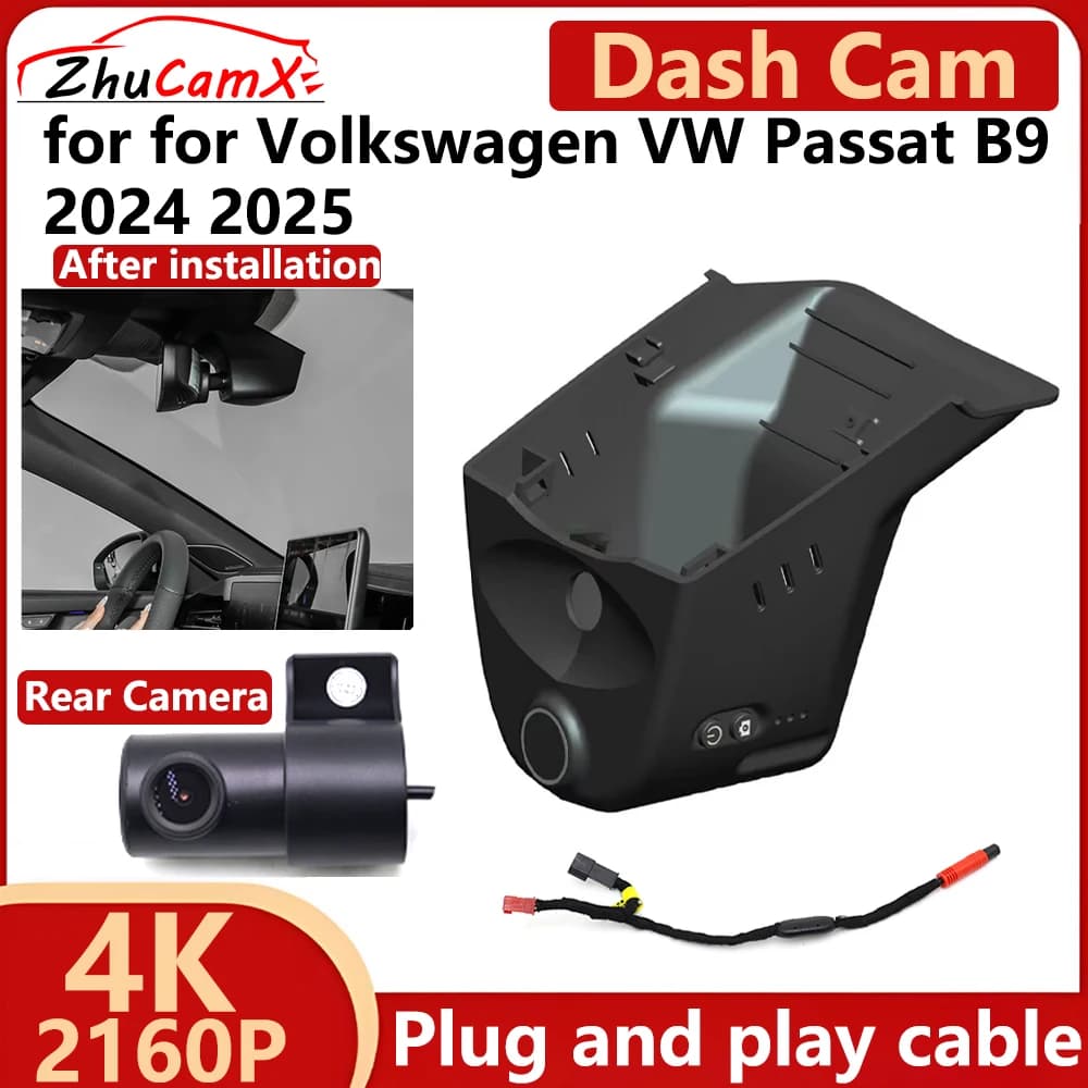 ZhuCamX for Volkswagen VW Passat B9 2024 2025 4K UHD 2160P Car DVR Dash Cam Camera Night Vision Recorder Plug and play