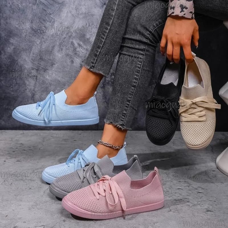 Scarpe casual piatte traspiranti in mesh da donna Scarpe stringate comode mocassini da donna con plateau Scarpe da ginnastica leggere Taglia 36-42 Tenis Feminino
