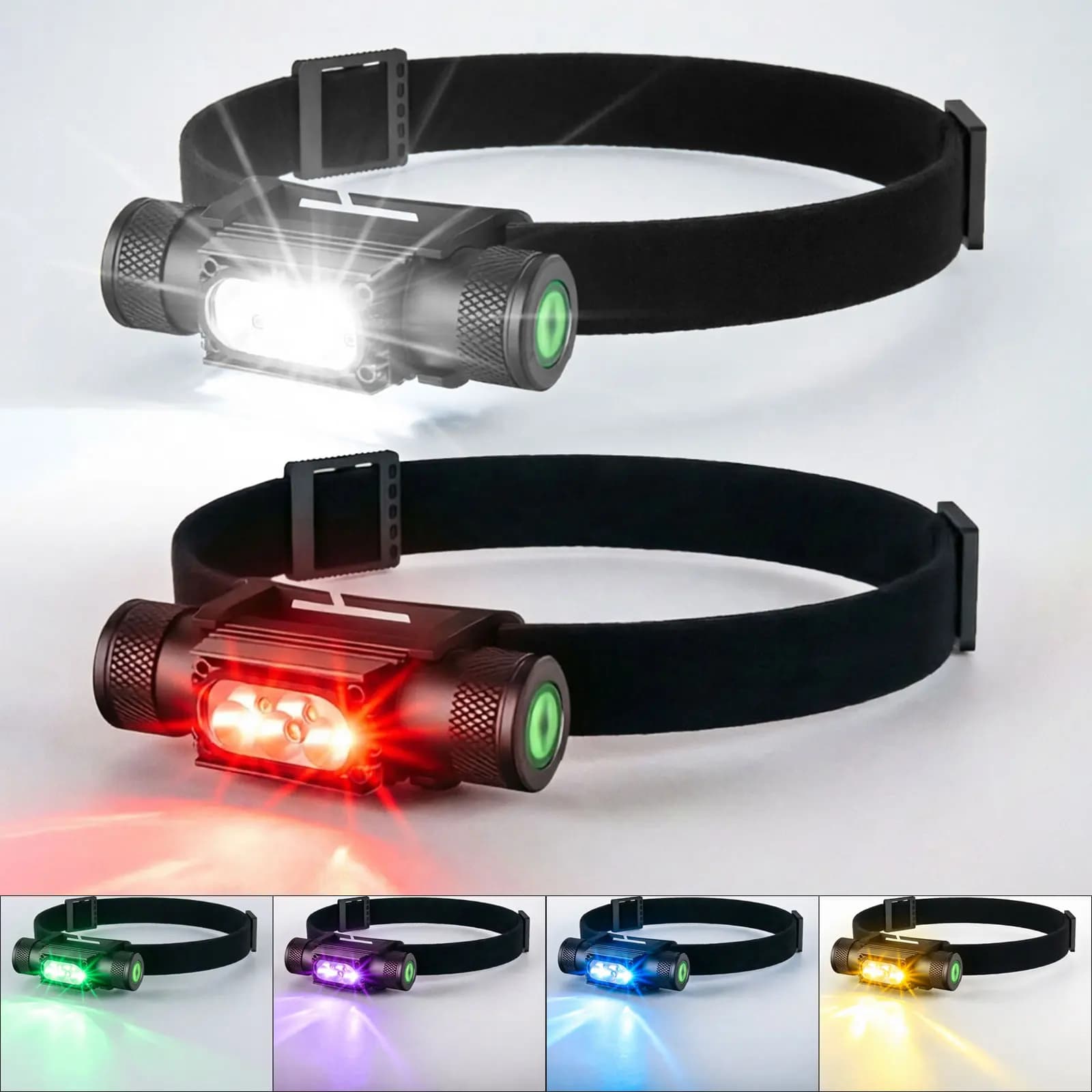SOLOLANDOR Mini lampada frontale LED tipo C USB 18650 faro rosso verde 395nm UV blu giallo lampada frontale torcia flash bianca