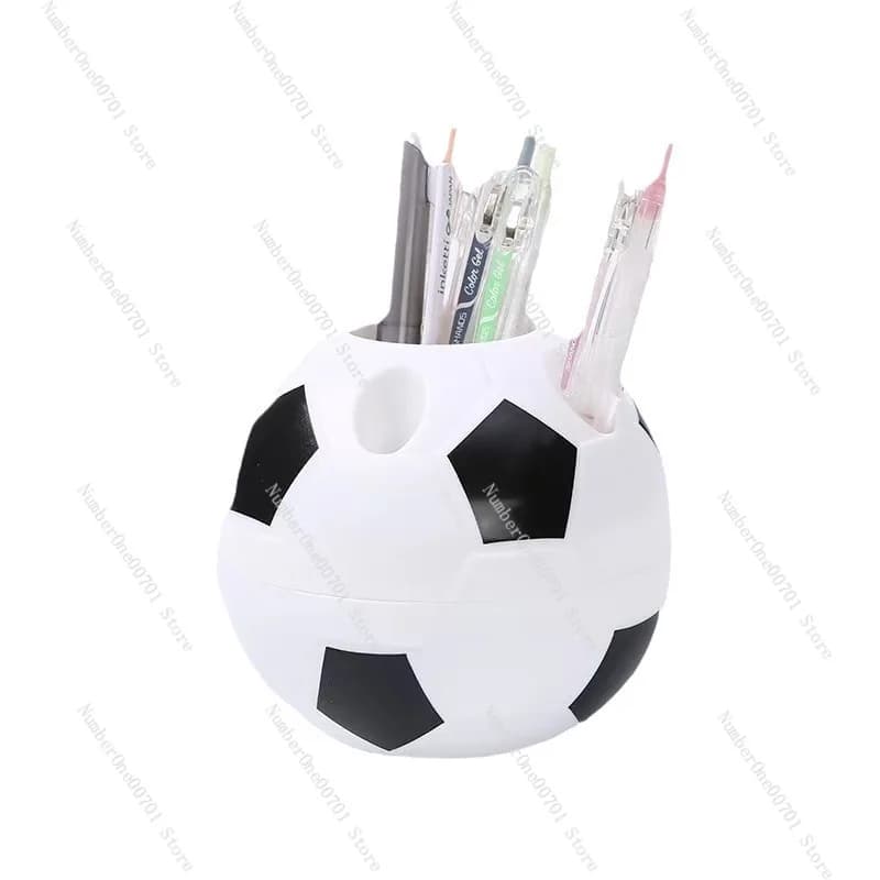 Portapenne e Portaspazzolino a Forma di Pallone da Calcio, Organizzatore da Scrivania, Decorazione per Casa e Ufficio, Regalo per Studenti