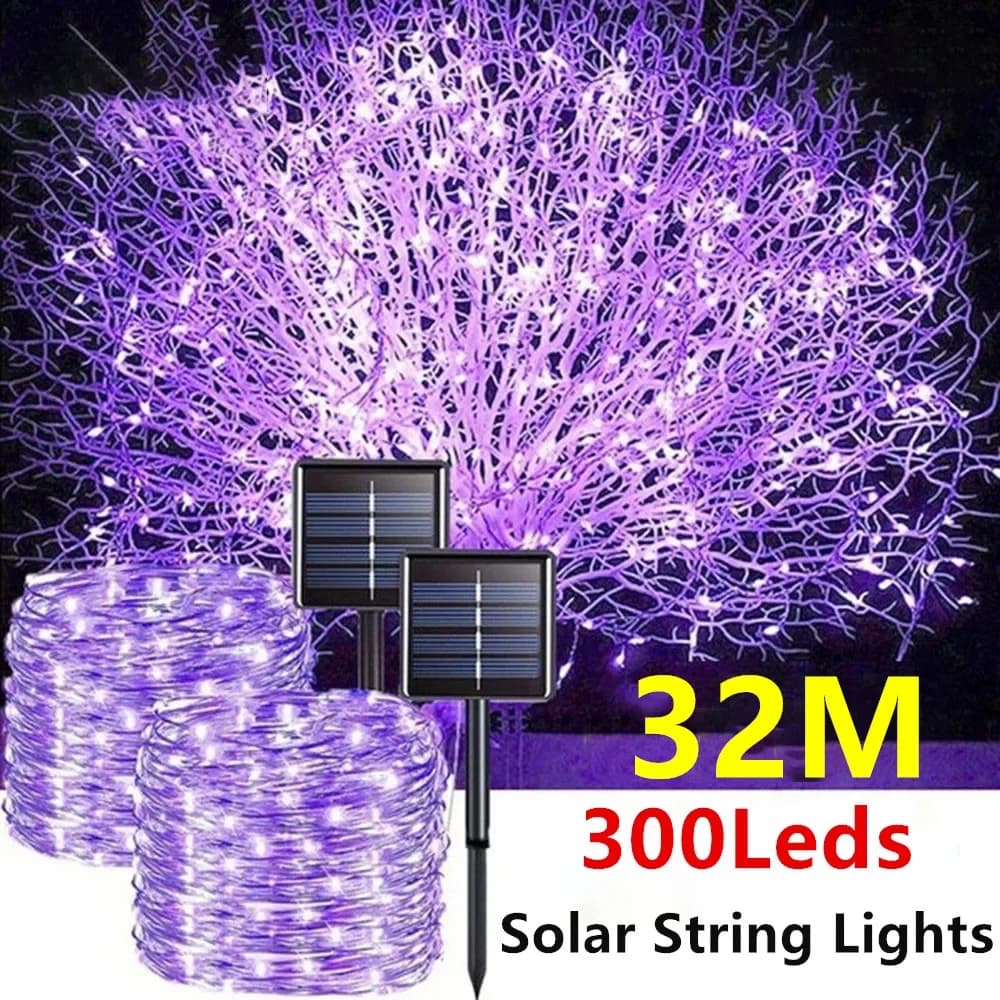 Luci da fata solari a LED per esterni Ghirlanda impermeabile per decorazioni da giardino 8 modalità Luce in filo di rame per Natale nel patio stradale