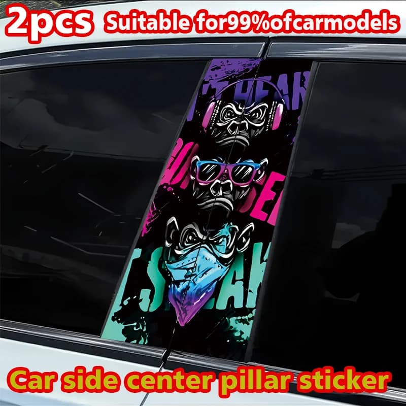 2 Car Mounting Stickers Three Monkeys Custom scratch resistant stickers