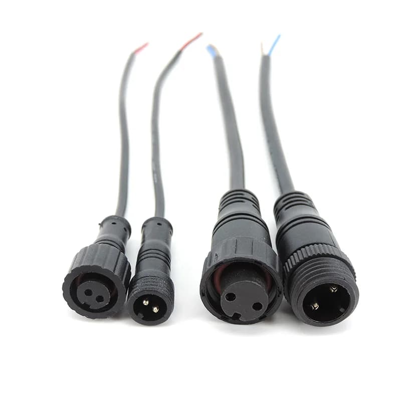 M12 M16 Impermeabile 2 Pin core DC Maschio Femmina Jack dado IP65 Cavo Cavo di alimentazione connettore Spina per luce di striscia LED