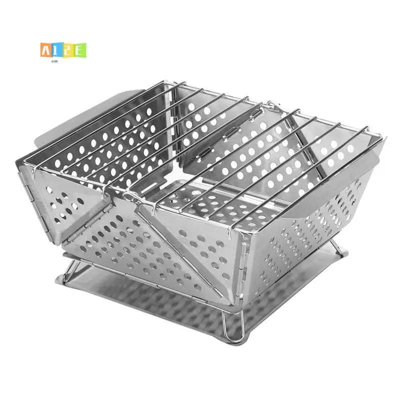 A12E-Griglia BBQ Portatile Pieghevole, Braciere in Acciaio Inox per Campeggio, Stufa da Tenda, Accessori per Picnic all'Aperto