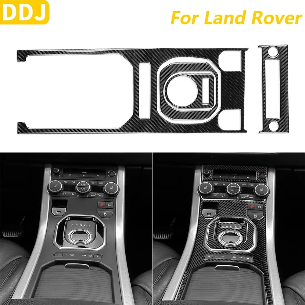 Set di finiture per leva del cambio in fibra di carbonio morbida per Land Rover Range Rover Evoque 2012-2015, accessori interni, adesivo