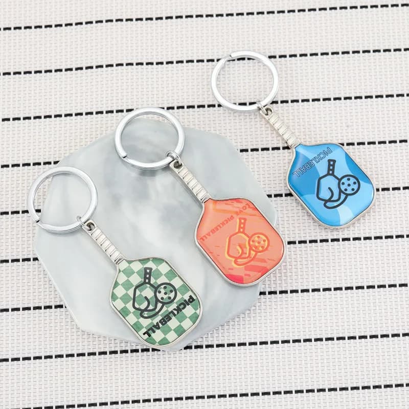 New Stainless Steel Pickleball Racket Keychain Pickle Sports Keychains Inspirational Pickle Dink Ball GiftsPeak Fans Party Gifts