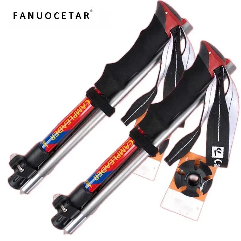 Trekking poles Fanuocetar Light and foldable trekking poles - Backpacking equipment with 2-piece aluminum walking boots