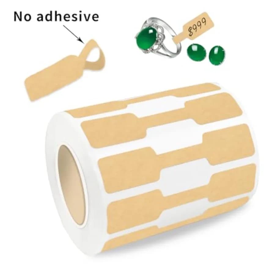 550 Pcs Jewelry Tags Roll for Necklace Earring Price Identify, Self Adhesive Blank Dumbbell Jewelry Stickers Labels for Bracele