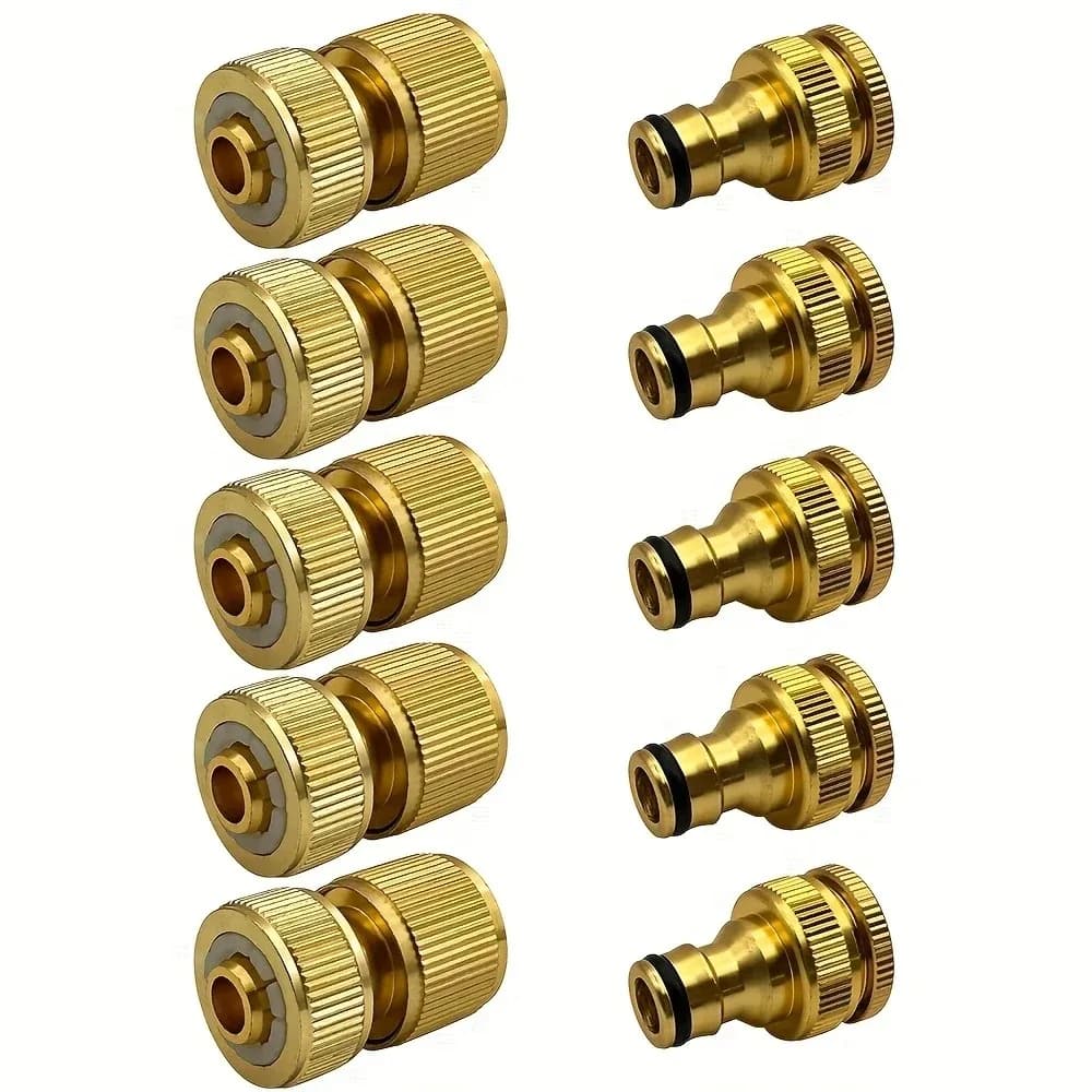6/10 Pack Aluminum Garden Hose Quick Connector EU Standard, 1/2" 3/4" Tap Adapter Fit 13-16mm Water Pipe