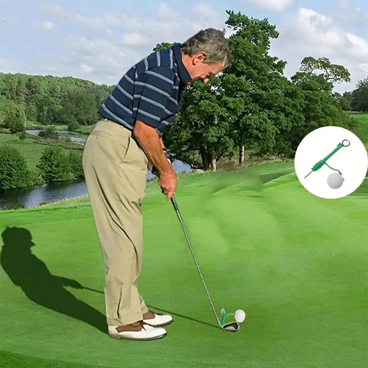 Accessorio per l'allenamento del golf in un unico pezzo - palla da pratica con corda per migliorare le tue abilità di colpo