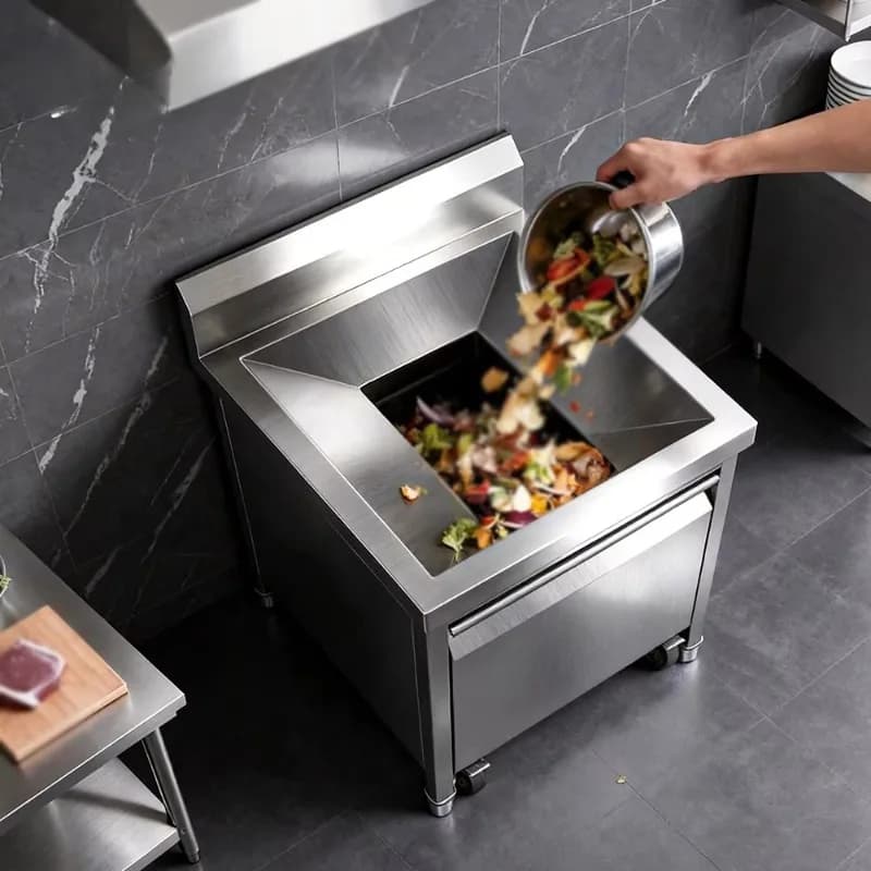 Pull-out trash can under sink, hidden trash can, sliding trash container, kitchen compost bin, stainless steel material