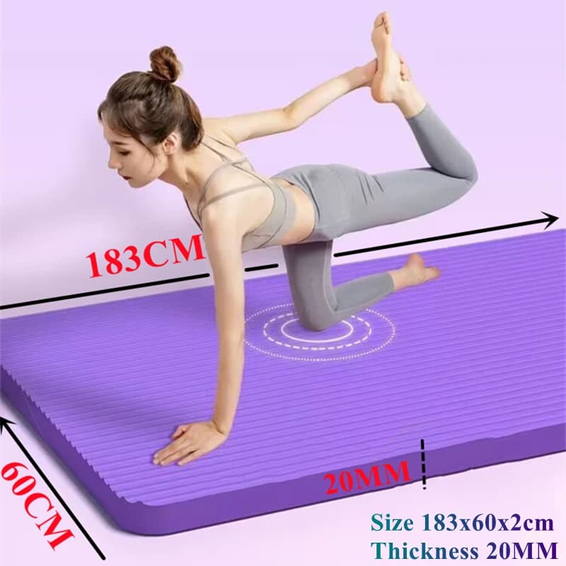 Tappetini yoga spessi 185x60x2 cm antiscivolo Sport Fitness Tappetino da ginnastica Coperta per attrezzature per il fitness per esercizi di yoga e pilates