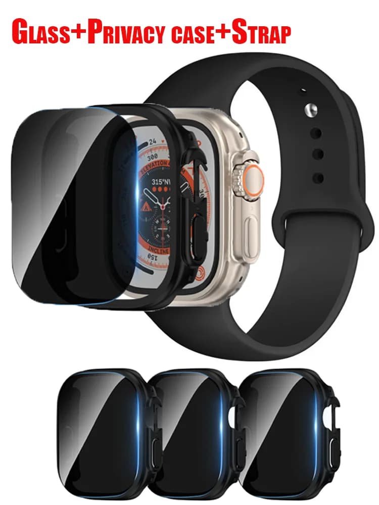 Vetro + cassa di privacy + cinturino per Apple Watch ultra 49mm cinturino in silicone braccialetto iWatch serie ultra 2 49mm Accessori