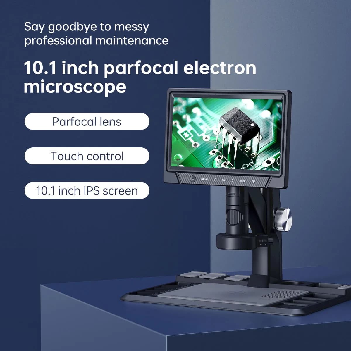 Maxgeek 318A 12MP 1600X Fotocamera per microscopio digitale con obiettivo ordinario e schermo IPS da 7" per controllo touch