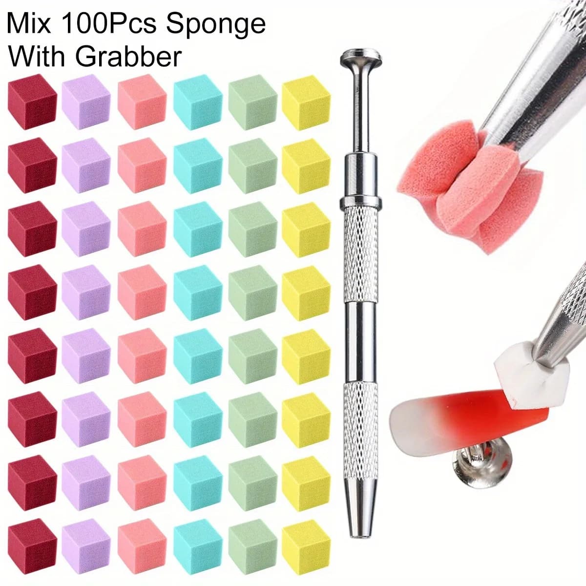 1/50/100 pieces sponge set for nail art square brushes design nail polish gel sponge for nails grab the pen decoration manicure accessory