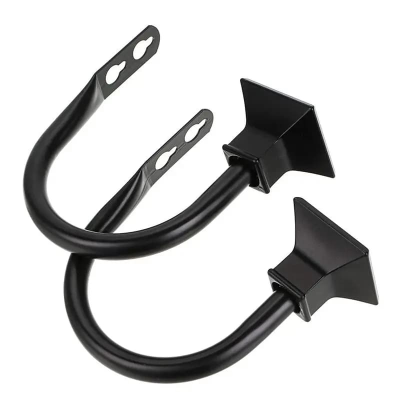 ABXF-Set Of 4 Square Metal Decorative Curtain Hold Backs, Wall Mounted Window Drapery Tiebacks For Bedroom,Black