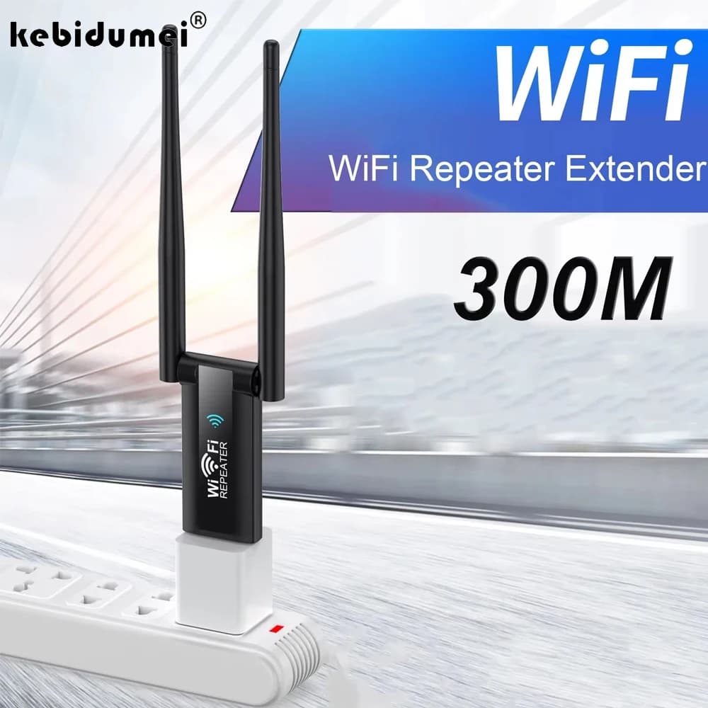 Kebidumei Ripetitore WiFi USB Wireless 300Mbps, Amplificatore di Segnale WiFi a Lungo Raggio, Router Wi-Fi per Rete Domestica