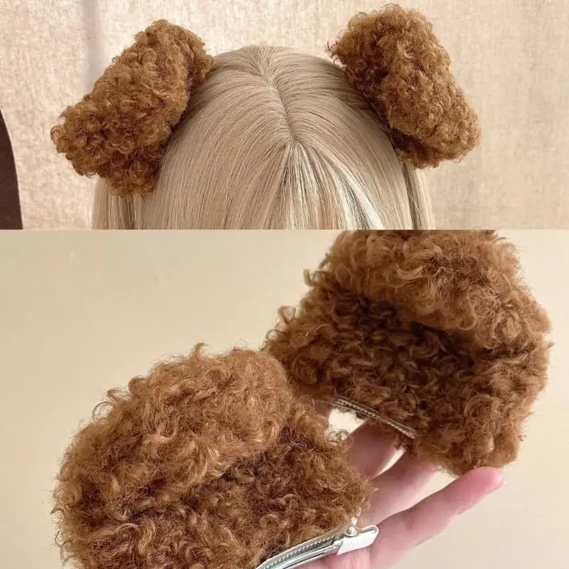 1Pair Cute Puppy Ears Plush Hairpin Side Clips Kawaii Barrettes Headwear for Girls Kids Hair Accessories Gifts