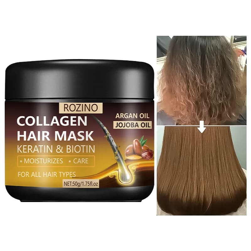 Maschera per capelli al collagene: una maschera per capelli per capelli secchi e danneggiati, contenente collagene, biotina - per aiutare a migliorare la qualità dei capelli e i capelli, R