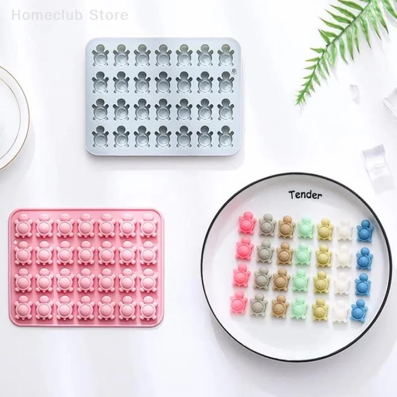 28 griglie Stampo in silicone per tartaruga Vassoio per ghiaccio Stampo per ghiaccio Stampo per cioccolato tartaruga cartone animato Stampo per torta di sapone fatto a mano fai-da-te
