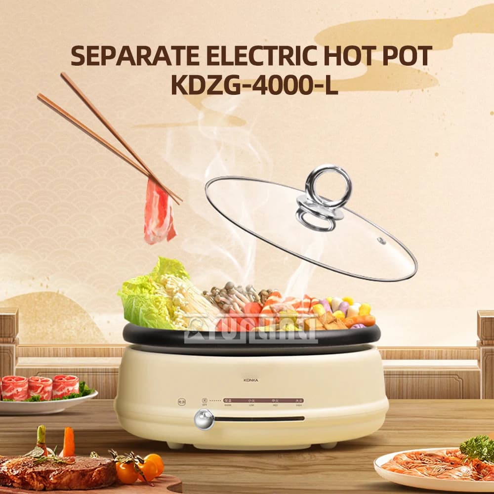 Padella da 4 litri Fornello multifunzionale Macchina per zuppa elettrica Fornello di riso Elettrodomestici per la cucina Mini pentola calda