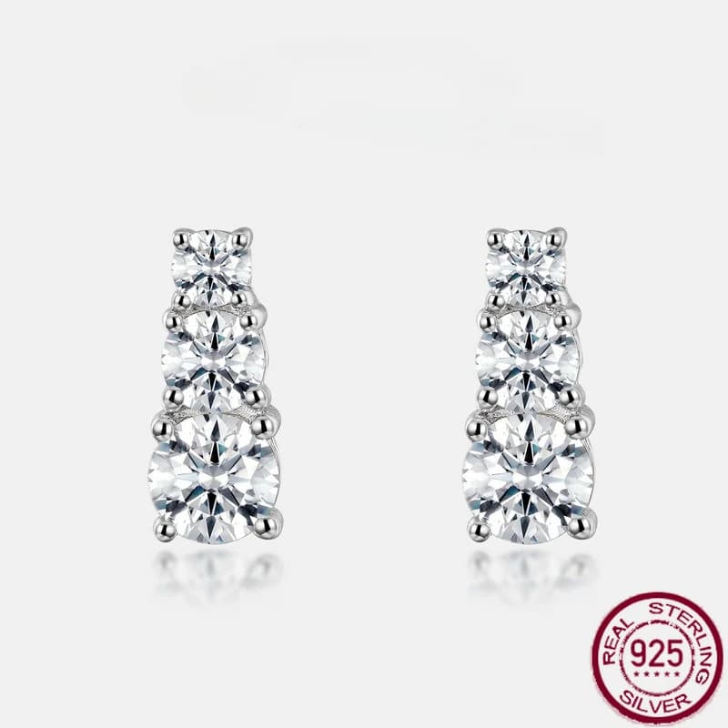 Nuovi orecchini in moissanite lunghi con tre diamanti scintillanti in argento sterling S925, gioielli da sposa versatili e di lusso leggero
