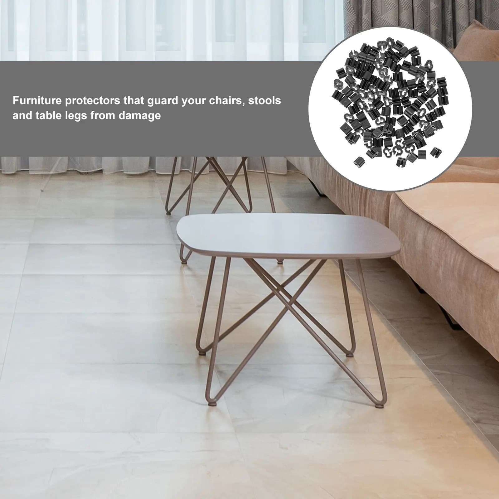 100 Pezzi Protezioni Antiscivolo per Gambe di Mobili, Tappi in Plastica per Piedi di Sedie, Anti-Graffio per Pavimenti in Legno e Piastrelle, Casa e Ufficio