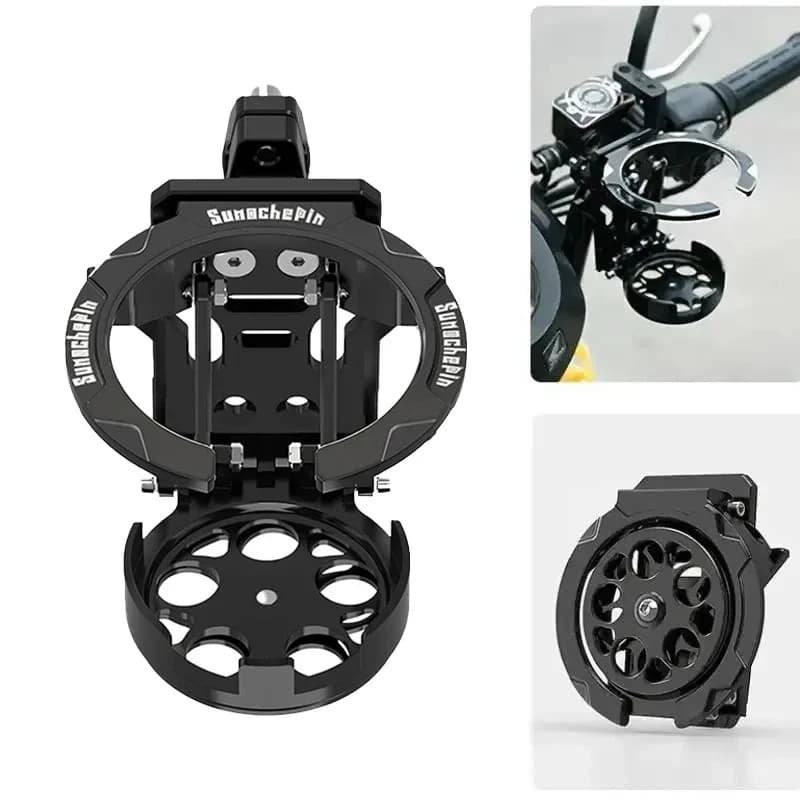 Foldable Motorcycle Cup Holder 360° Rotatable Universal Handlebar Water Bottle Holder For Electric Scooter Bicycle Motorbike