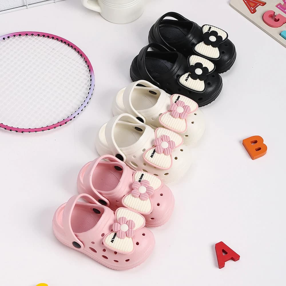 Ciabatte da casa per bambini, antiscivolo, con suola morbida, scarpe da giardino per ragazze, sandali con fiocco a cartoni animati, scarpe da spiaggia per interni ed esterni, doccia, spiaggia, piscina