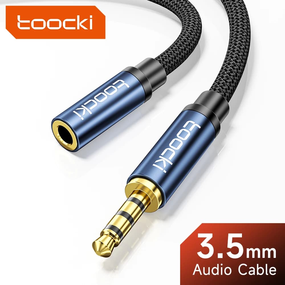 Toocki Cavo Aux Jack da 3,5 mm Supporto per microfono per cuffie Cavo di prolunga per altoparlante per telefono cellulare Cavo di prolunga audio per auto MP3/MP4
