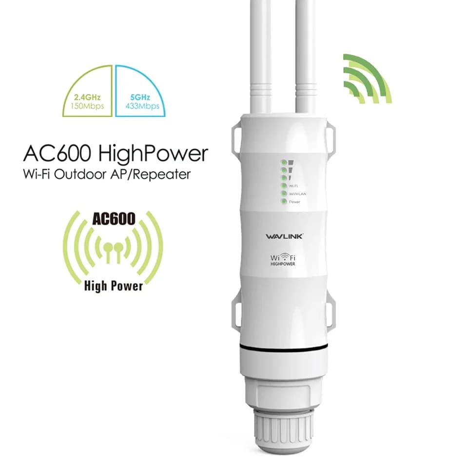 Amplificatore router WiFi esterno dual band 2.4G/5G AC600 Ripetitore AP wireless ad alta potenza Estensore Wifi impermeabile con AP WISP