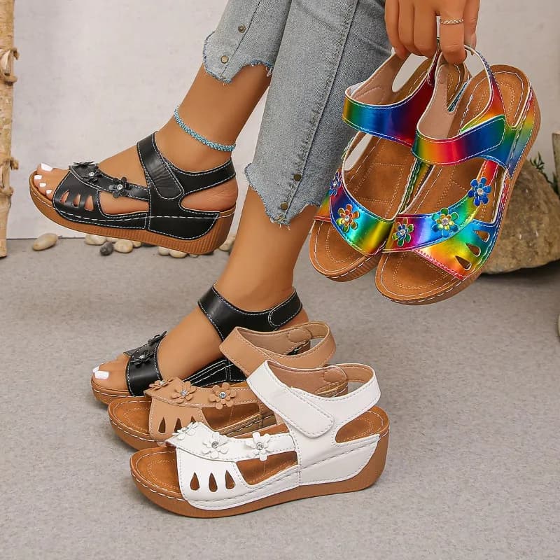 Women's Wedge Sandals Thick Sole Open Toe Hook Loop Summer Casual Shoes Comfortable Non-slip Walking Sandals Zapatos De Mujer