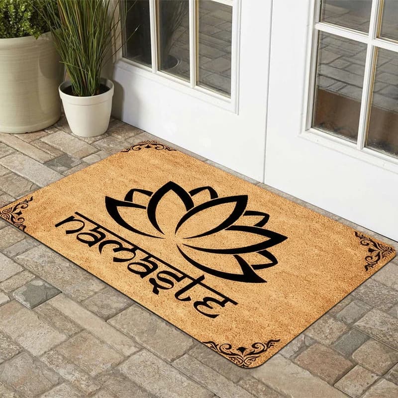 VIKAMA Lotus Zen Anti-slip door pad washable in washing machine, bedroom mat, kitchen, yoga studio, meditation room, home decoration