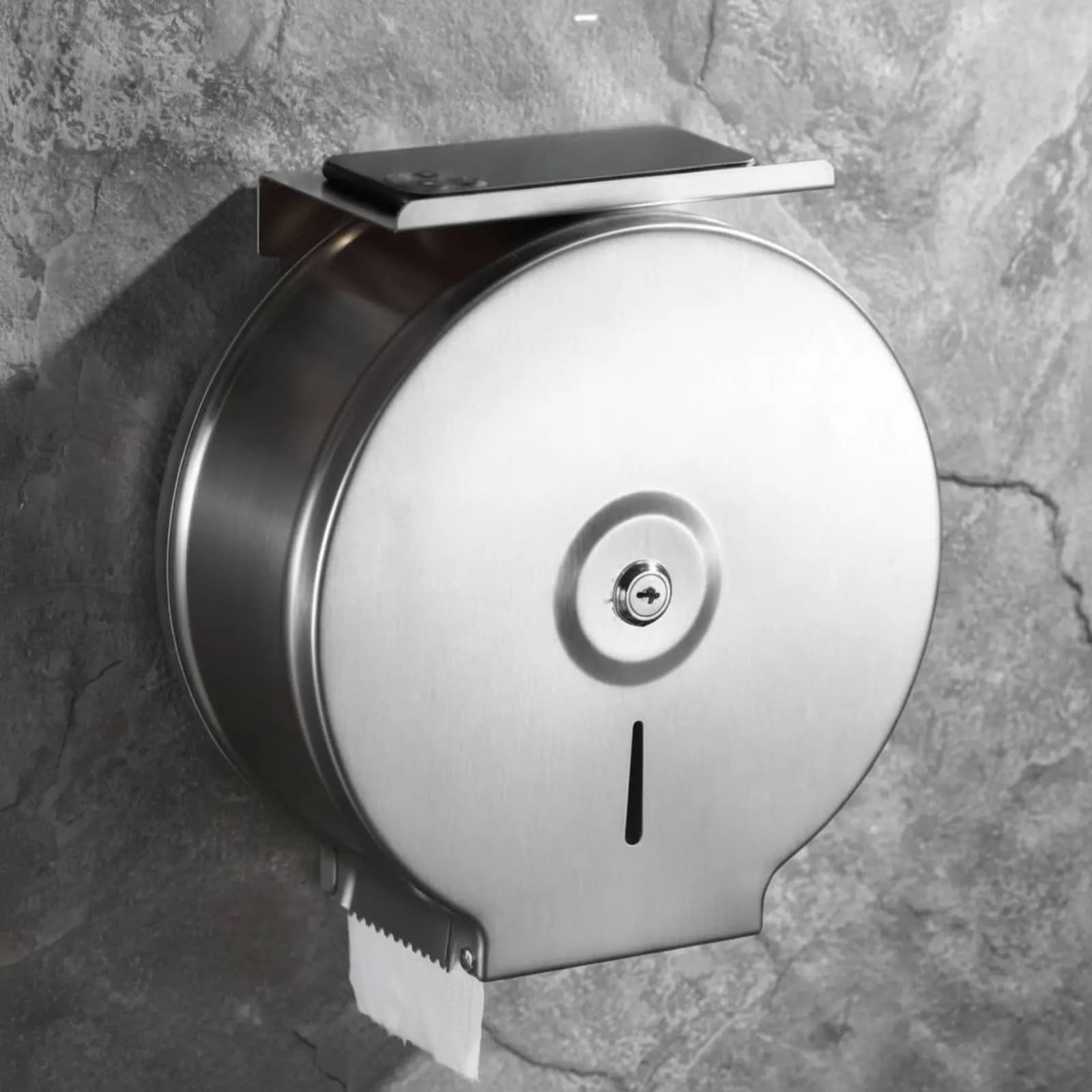 Dispenser per Carta Igienica in Acciaio Inox, Robusto Portarotolo Jumbo, Supporto per Rotoli in Acciaio Inox con Protezione Anti-Remozione Non Autorizzata
