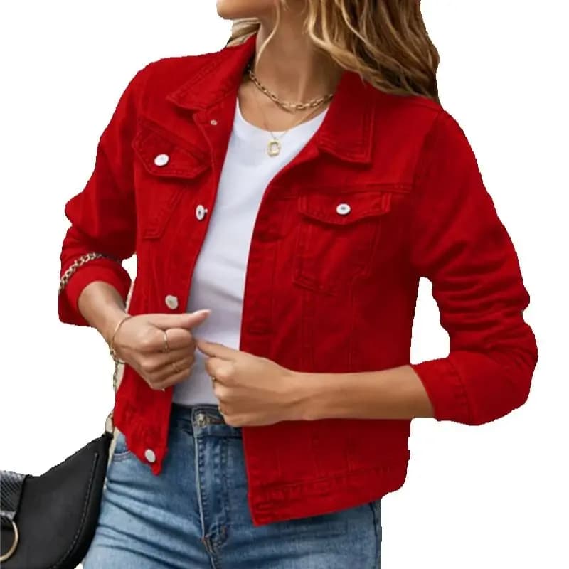 Nuove donne giacche di jeans corte moda femminile casual manica lunga bavero tasca con bottoni solidi giacca di jeans sottile cappotto autunno inverno