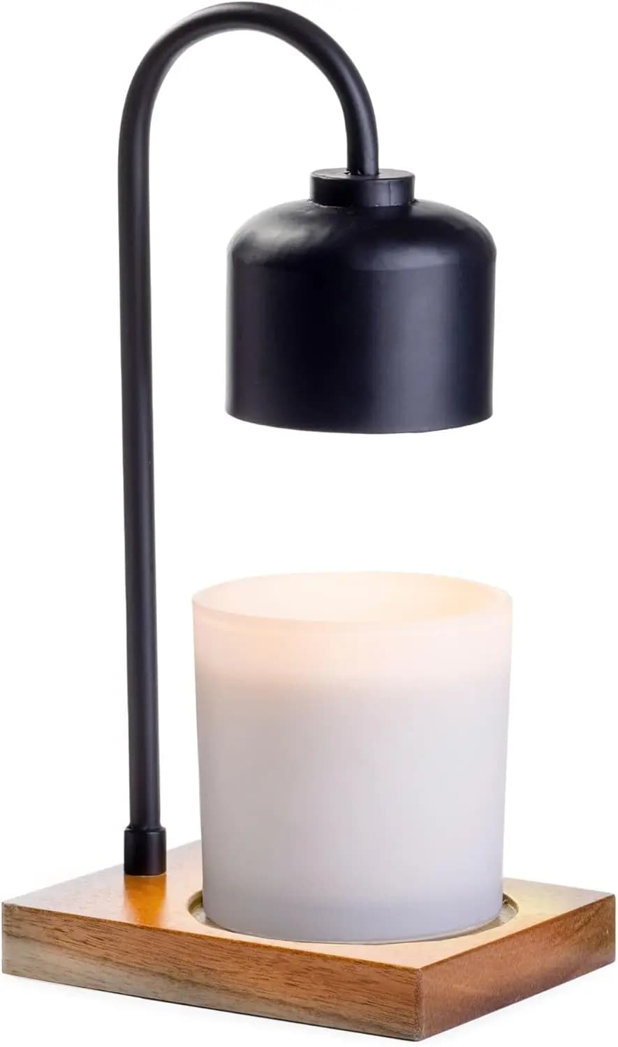 Black and Wood Scaldacandele Lamp with Arco for Heating from the High and Flameless Perfume