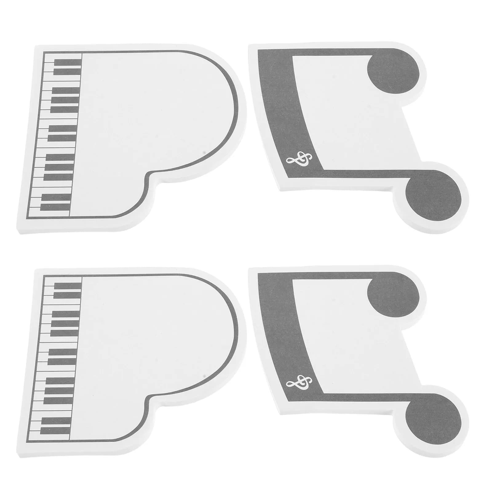 4 Pezzi Blocco Note Adesivo a Tema Musicale con Note per Pianoforte, Blocco Memo Adesivo Strappabile per Scuola, Ufficio, Regali per Insegnanti di Musica