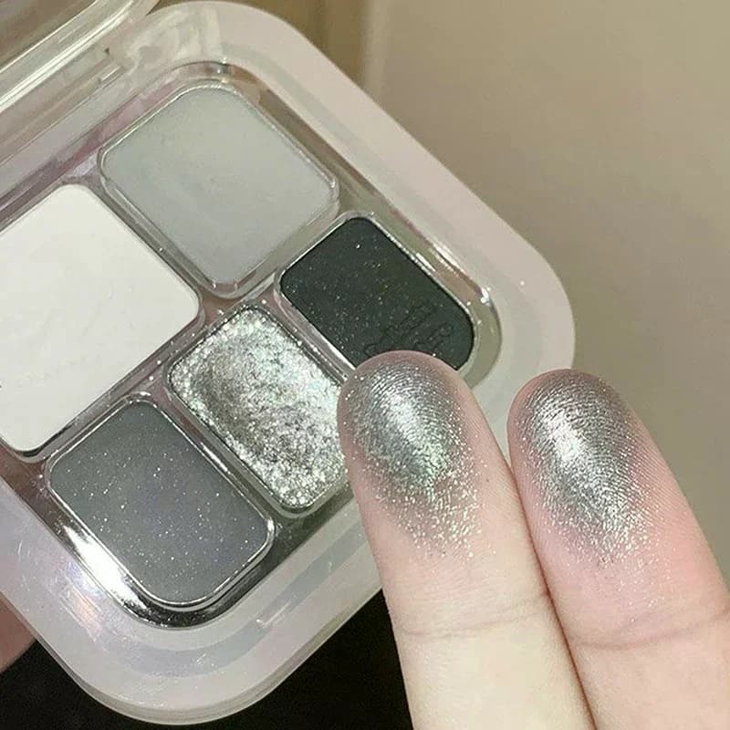 Palette Shadows Matte 5 Colors Punk Smokey Eye: Silver White, Grey Cement, Dark Black, Long Shimmer Duration for Party