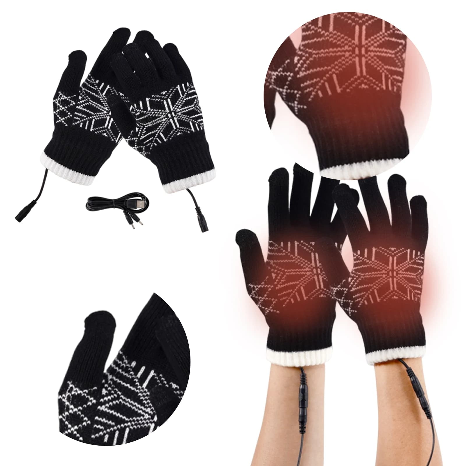USB Electric Heated Gloves Windproof Touchscreen Hand Warmer Wear Resist Motorcycle Thermal Gloves for Outdoor Camping Hiking