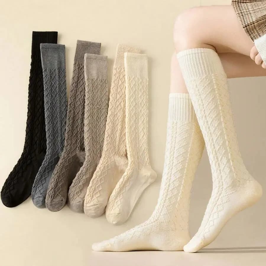 1/3/6 Pairs of Fashionable Women's Calf Socks for Spring and Autumn, Long Socks That Make You Look Slimmer, Soft and Comfortable, Jk School Style Slouch Socks, Y2K Style, High Elasticity, Home Socks, Office Socks, Versatile Socks, Suitable for Everyday Wear