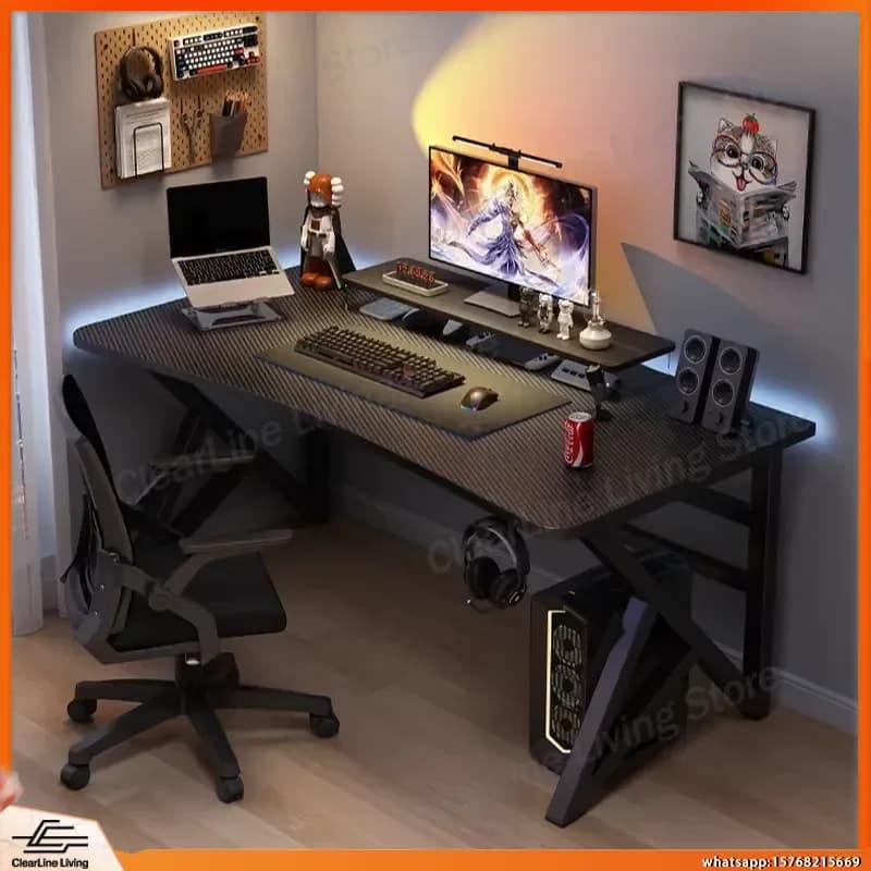Modern Carbon Fiber Gaming Desk for PC Laptop Desktop Computer Workstation Study Table for Student Dorm Room Bedroom Office