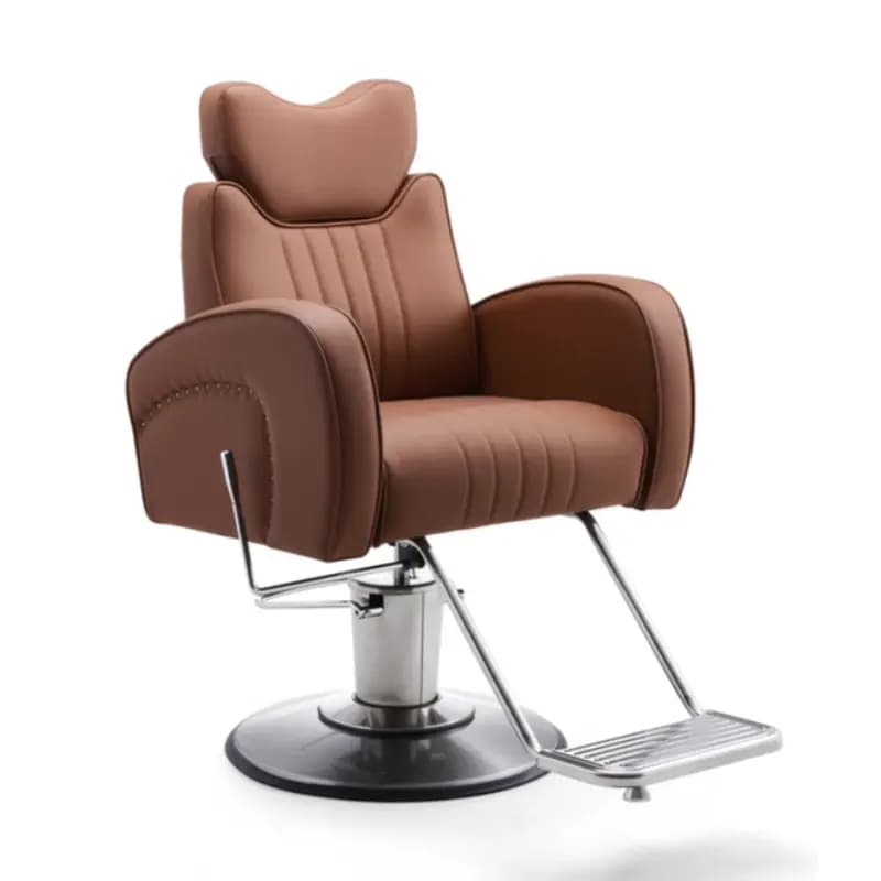 Poltrona da Barbiere di Lusso Personalizzata, Classica, Idraulica, Reclinabile, con Poggiapiedi, Arredamento Professionale per Barberia