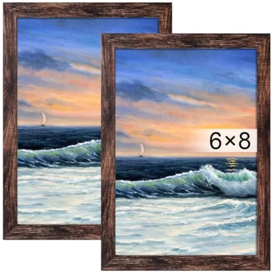 6x8 Picture Frame for Wall Mounting or Tabletop Display, 2 Pack